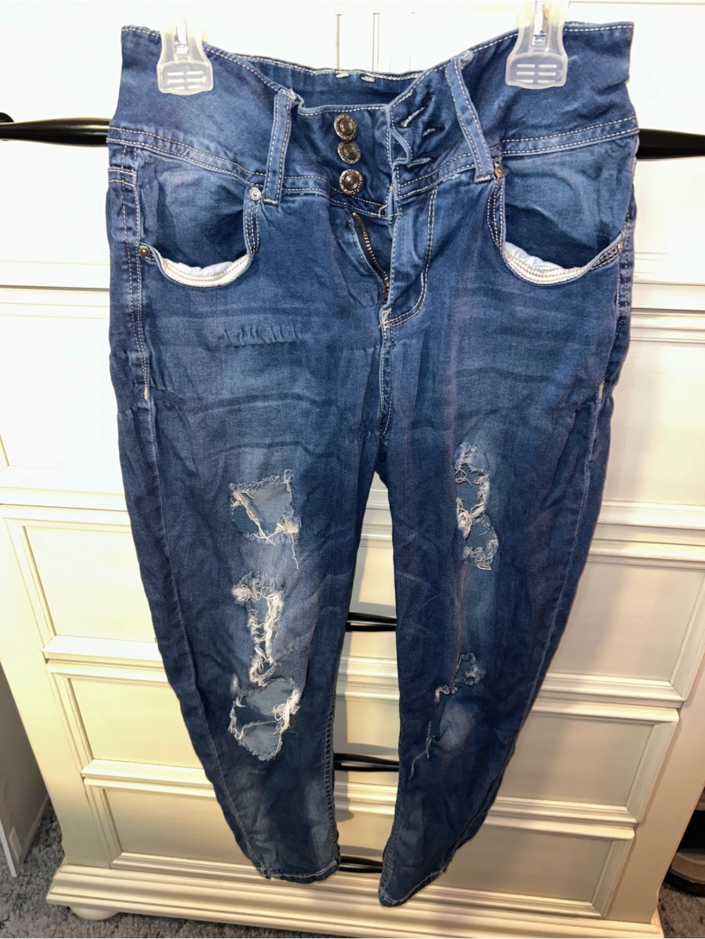 Wallflower Men's Slim Distressed Dark Blue Jeans